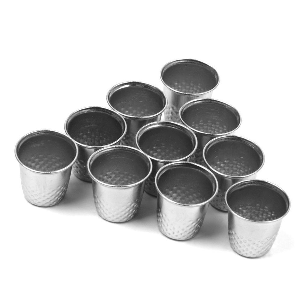 Sewing Thimble Metal - 10 шт. серебристых металлических наперстков для