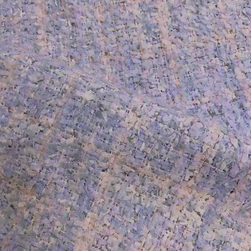 Sewing Tweed - Светло-фиолетовая твидовая ткань с сетчатой лентой