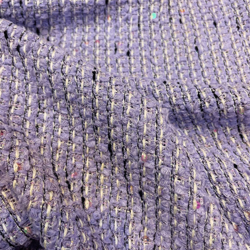 Фиолетовая ткань твид с пайетк – обзор и цена Sewing Tweed